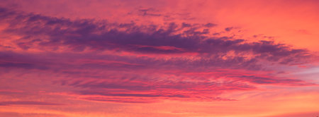 Sky with clouds during sunset. Clouds and blue sky. A high-resolution photograph. Panoramic photo for design and background.の写真素材