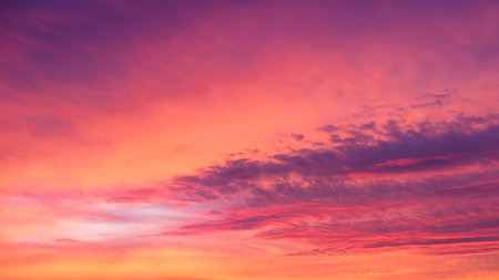 Sky with clouds during sunset. Clouds and blue sky. A high-resolution photograph. Panoramic photo for design and background.の写真素材