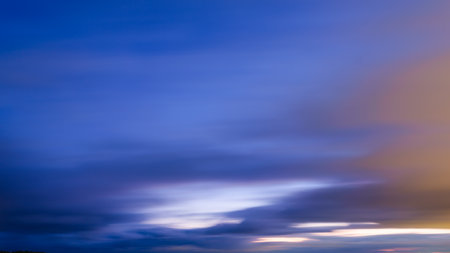 Sky with clouds during sunset. Clouds and blue sky. A high-resolution photograph. Panoramic photo for design and background.の写真素材