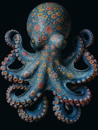 Octopus on black background. Digital illustration. 3D rendering. Generative Aiの素材