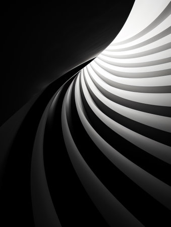 Abstract background with curved lines in black and white. 3d renderingの素材