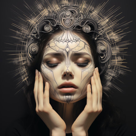 Portrait of beautiful girl with fantasy make-up and hairstyleの素材