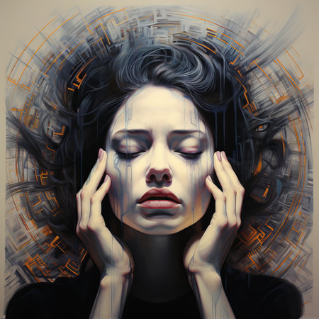 Portrait of a beautiful young woman with long black hair and strange makeupの素材