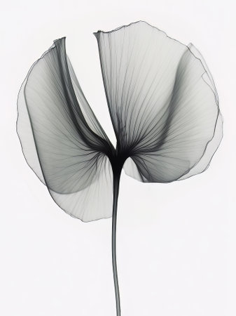 Black and white tulip petals isolated on a white background.の素材