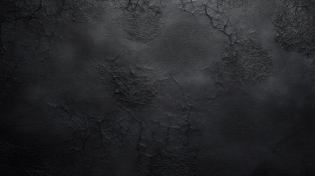 Black wall background or texture. Black cement wall with scratches and cracks.の素材