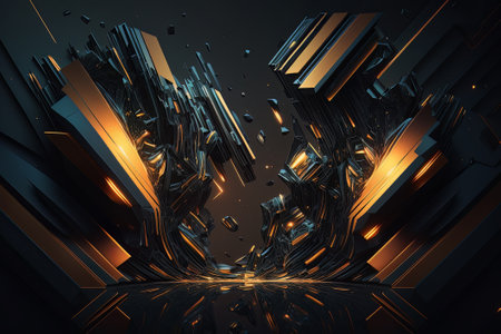 Abstract 3d rendering of geometric shape. Futuristic background design.の素材