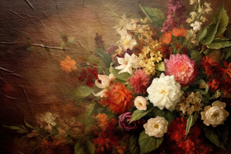 flowers on grunge background with space for text or image.の素材