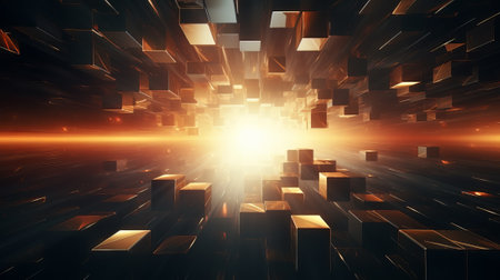 3d illustration of abstract geometric composition,digital artwork for creative graphic designの素材