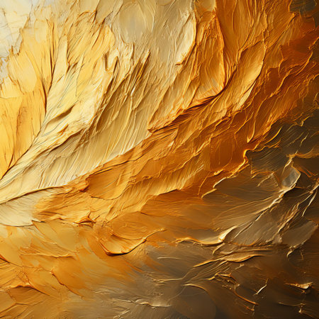 Abstract background of gold paint. Oil painting style. Fragment of artwork.の素材