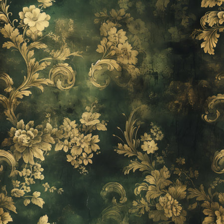 Vintage floral ornament on grunge background. Element for design.の素材