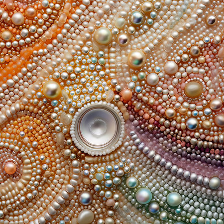 abstract background with pearls and a pearl in the center of the imageの素材