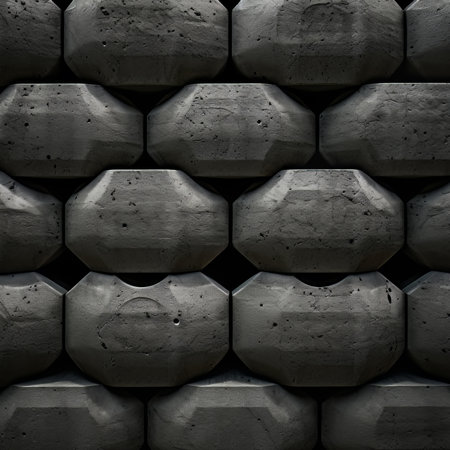 3D rendering of a background made of concrete blocks in black and whiteの素材