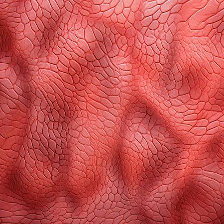 red crocodile skin texture background. 3d rendering - illustration.の素材