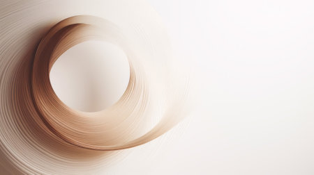 Abstract background of curved beige paper strips on a white background.の素材