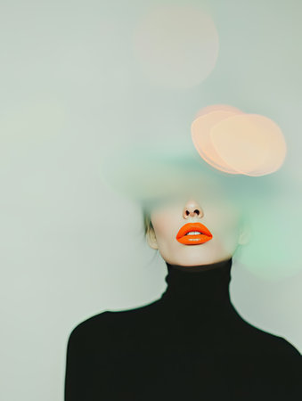 Fashion shot of a beautiful woman with bright make-up.の素材