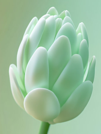 Close up of a white tulip flower on a green background.の素材