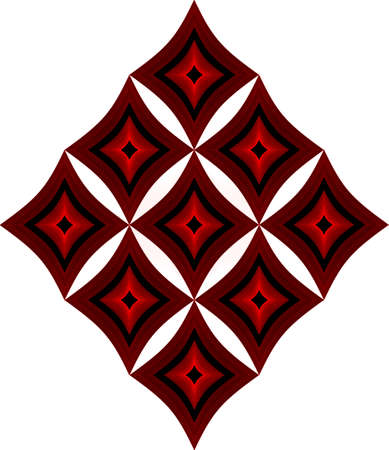 Vector red ornament pattern designed with stripes. Quadrilateral symmetrical pattern with lines on white background.のイラスト素材