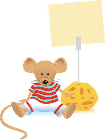 Mouse and Note Holder - illustration of a cute mouse with a note holder. のイラスト素材