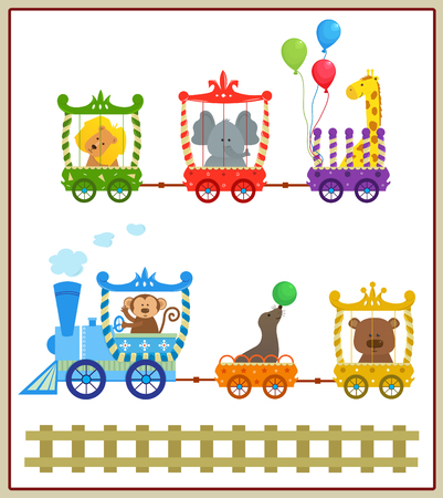Circus Train - Cute circus train with baby animalsのイラスト素材