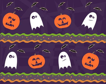 Halloween Pattern - Seamless Halloween pattern of jack o lantern and ghost のイラスト素材