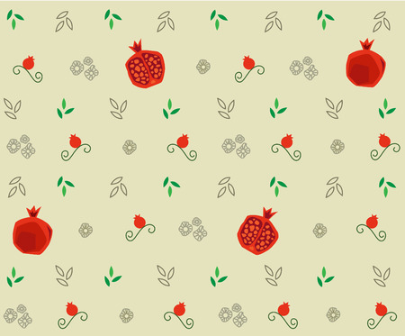 Pomegranate Pattern - Decorative pattern of pomegranate and leaves. のイラスト素材