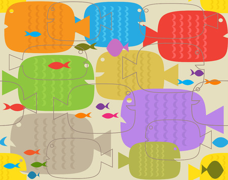 Fish Pattern - Retro style of a colorful fish  のイラスト素材