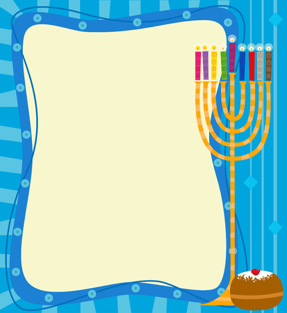 Menorah Note - Blank banner with decorative background and a menorahのイラスト素材