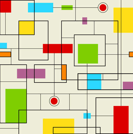 Modern Pattern - Abstract pattern of black and colorful squares. Eps10のイラスト素材