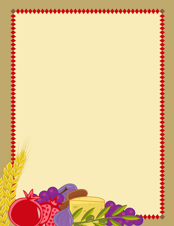 Shavuot blank sign with the holiday symbolsのイラスト素材