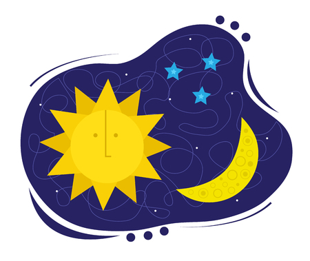 Sun, moon and stars symbol.のイラスト素材