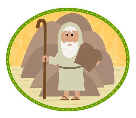 Clip art of Moses carrying the ten commandments. Eps10のイラスト素材