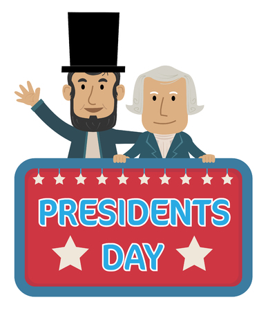 Presidents Day Sign with Abraham Lincoln and George Washington.のイラスト素材