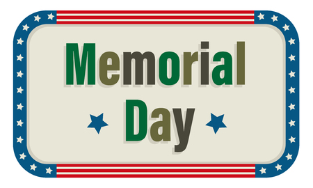 Memorial Day Sign with camouflage colored text and an American flag border.のイラスト素材