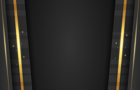 Abstract dark black background with golden lines and light effects. Vector illustrationのイラスト素材