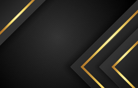 Black abstract background with golden lines. Graphic design element. Vector illustrationのイラスト素材