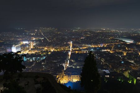 Athens Greece city lights. Crossroads night view.の写真素材