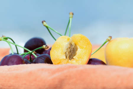 Apricots and Cherries.の写真素材