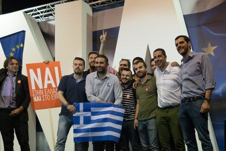 Athens, Greece, 3 July 2015. The mayor of Athens, Greek celebrities and people from all around...