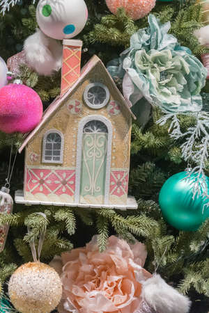 Christmas tree with beautiful  ornaments on it.の写真素材