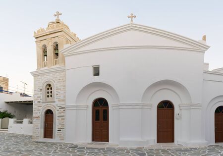 Marpissa's local church panoramic view at Paros island in Greece.の写真素材