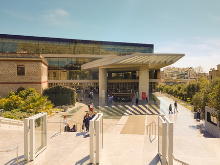 Athens, Greece 2 April 2017. People are visiting centre Acropolis of Athens.のeditorial素材