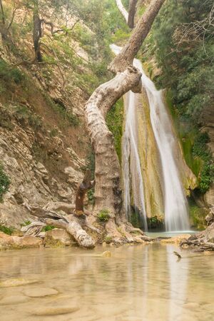 Famous touristic destination Neda waterfall in Peloponnese in Greece.の写真素材