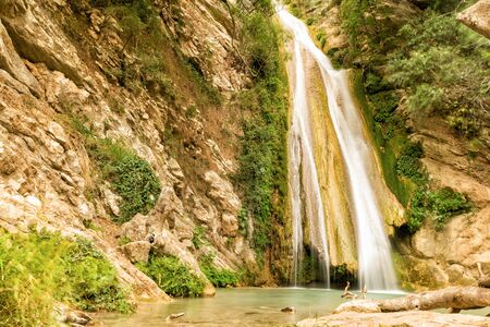 Neda waterfall in Peloponnese. Slow shutter used.の写真素材