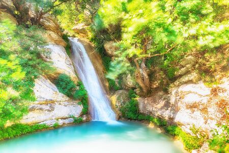 Neda waterfall in Greece.  Artistic  view.の写真素材