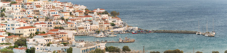 Batsi village at Andros island in Greece. Panoramic view.