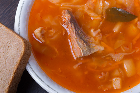 Cabbage soup. Traditional Russian cuisineの写真素材