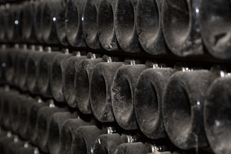 production of sparkling wine. selective focus