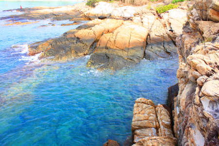 Blue sea, rocky coast.の写真素材