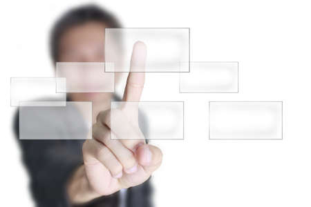 hand pushing on a touch screen interface 