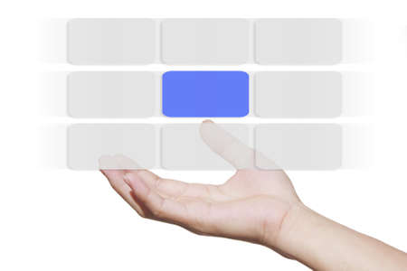 hand pushing on a touch screen interface 
